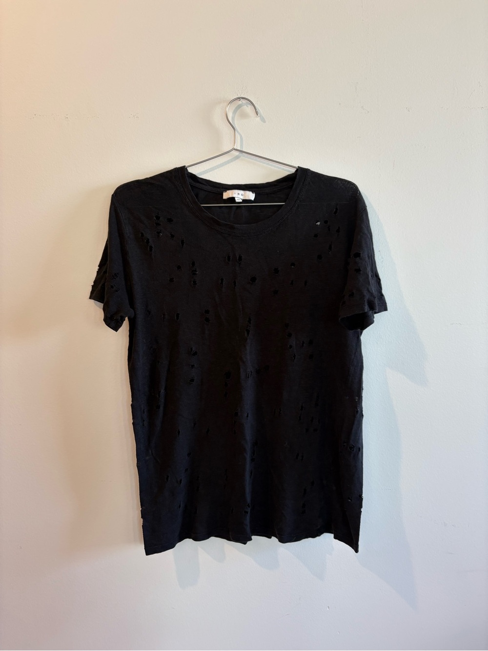 IRO Black Distressed Short-Sleeve Tee